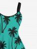 Tenue de Plage Contrastante Imprimé Cocotier Grande Taille pour Couples - Vert 