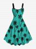 Tenue de Plage Contrastante Imprimé Cocotier Grande Taille pour Couples - Vert 