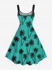 Tenue de Plage Contrastante Imprimé Cocotier Grande Taille pour Couples - Vert 