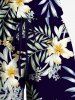 Lily Flower Leaf Branch Print Plus Size Matching Hawaii Beach Outfit For Couples -  