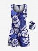 Tropical Flower Leaf Print Plus Size Matching Hawaii Beach Outfit For Couples -  