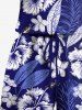 Tropical Flower Leaf Print Plus Size Matching Hawaii Beach Outfit For Couples -  