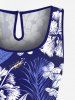 Tropical Flower Leaf Print Plus Size Matching Hawaii Beach Outfit For Couples -  