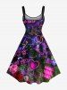 Plus Size Glitter Neon Ombre Heart Rose Flower Balloon Flamingo Coconut Tree Butterfly Print Hawaii A LIne Tank Dress -  