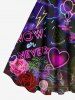 Plus Size Glitter Neon Ombre Heart Rose Flower Balloon Flamingo Coconut Tree Butterfly Print Hawaii A LIne Tank Dress -  