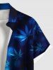 Plus Size Ombre Maple Leaf Print Hawaii Button Pocket Shirt For Men -  