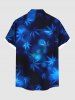 Plus Size Ombre Maple Leaf Print Hawaii Button Pocket Shirt For Men -  