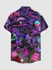 Plus Size Glitter Neon Ombre Heart Rose Flower Dog Balloon Flamingo Dinosaur Print Hawaii Button Pocket Shirt For Men -  