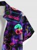 Plus Size Glitter Neon Ombre Heart Rose Flower Dog Balloon Flamingo Dinosaur Print Hawaii Button Pocket Shirt For Men -  