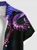 Chemise 3D Pieuvre Colorée Imprimée de Grande Taille avec Poche Cachée pour Homme - Noir L