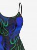 Robe caraco asymétrique taille plus à imprimé poulpe ombré style hawaïen - Noir S