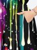 Plus Size Glitter Galaxy Stars Colorful Paint Drop Print Hawaii Split Pocket A Line Midi Dress -  