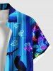 Chemise grande taille à paillettes, motif floral, plante, perroquet, papillon, automne, imprimé hawaïen, ombré, boutonné, poche, pour homme - Bleu L