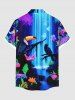 Chemise grande taille à paillettes, motif floral, plante, perroquet, papillon, automne, imprimé hawaïen, ombré, boutonné, poche, pour homme - Bleu 6XL