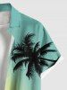 Plus Size Coconut Tree Sun Ombre Print Buttons Pocket Hawaii Shirt For Men -  