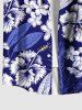 Plus Size Tropical Flower Leaf Print Buttons Pocket Hawaii Shirt For Men -  