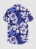 Plus Size Tropical Flower Leaf Print Buttons Pocket Hawaii Shirt For Men -  