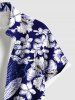 Plus Size Tropical Flower Leaf Print Buttons Pocket Hawaii Shirt For Men -  