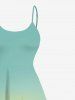 Plus Size Coconut Tree Sun Ombre Print High Low Hawaii Cami Dress -  