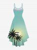 Plus Size Coconut Tree Sun Ombre Print High Low Hawaii Cami Dress -  