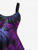 Plus Size Colorful Tropical Leaf Print Hawaii Tank Dress -  