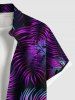 Plus Size Colorful Tropical Leaf Print Buttons Pocket Hawaii Shirt For Men -  
