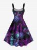 Plus Size Colorful Tropical Leaf Print Hawaii Tank Dress -  
