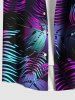 Plus Size Colorful Tropical Leaf Print Buttons Pocket Hawaii Shirt For Men -  