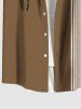 Plus Size Coconut Tree Stripes Colorblock Print Buttons Pocket Hawaii Shirt For Men -  