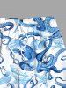 Plus Size Octopus Shell Starfish Conch Cruise Print Hawaii Beach Shorts For Men -  