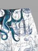 Plus Size Octopus Sailboat Starfish Mermaid Cruise Print Hawaii Beach Shorts For Men -  