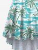 Plus Size Coconut Tree Sea Waves Watercolor Print High Low Hawaii Cami Dress -  