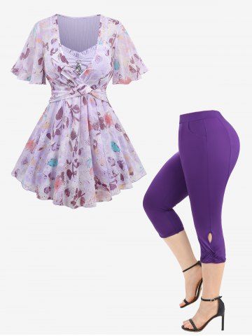 Corsage Capri avec Surplis en 1 à Imprimé Floral Grande-Taille