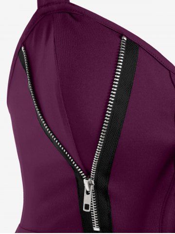 Plus Size Lace Up Zipper Crisscross Handkerchief Tank Top