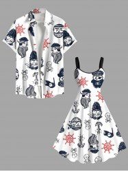 Maillot de Plage Grande Taille Imprimé Crâne de Pirate Drôle Mignonne pour Couples - Blanc 