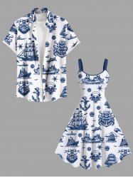 Costume de Sport Grande Taille pour Couples en Forme de Guerrier de Pirate - Blanc 