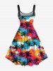 Tenue de Plage Grande Taille Imprimé Cocotiers et Arc-en-Ciel pour Couples - Multi-A 