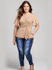 Daisy Buckle Surplice Asymmetrical Textured Top and High Waisted 3D Print Leggings Plus Size Outfit -  