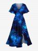 Ombre Maple Leaves Print Plus Size Matching Hawaii Beach Outfit For Couples -  