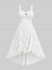 Lace Bolero Cardigan and Cinched Ruched Cross High Low Asymmetric Solid Dress Plus Size Outfit -  