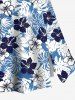 Solid Cinched Cami Top and Tropical Leaf Flower Print Split A Line Skirt Plus Size Matching Set -  