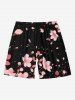 Tenue de Plage Tendance Contrastante Imprimé Pétales de Fleurs Grande Taille pour Couples - Noir 