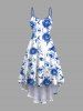 Ombre Flower Leaf Branch Print Plus Size Matching Hawaii Beach Outfit For Couples -  