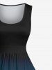 Coconut Tree Flowers Ombre Colorblock Print Plus Size Matching Hawaii Beach Outfit For Couples - Noir 