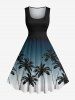 Coconut Tree Flowers Ombre Colorblock Print Plus Size Matching Hawaii Beach Outfit For Couples - Noir 
