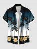 Coconut Tree Flowers Ombre Colorblock Print Plus Size Matching Hawaii Beach Outfit For Couples - Noir 