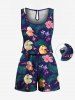 Colorful Floral Tropical Leaves Print Plus Size Matching Hawaii Beach Outfit For Couples -  