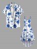 Robe camisole asymétrique taille plus à imprimé floral, feuilles et branches hawaïennes - Bleu L
