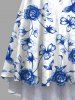 Plus Size Ombre Floral Leaves Branch Print Hawaii High Low Asymmetric Cami Dress -  
