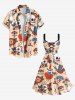 Plus Size Skull Floral Clock Sword Heart Bird Print Hawaii Lace Up A Line Tank Dress -  
